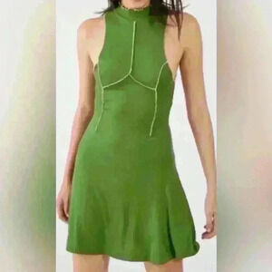 Urban Outfitters Deja Seamed Green Mini Dress Stretchy Size Small  NWOT